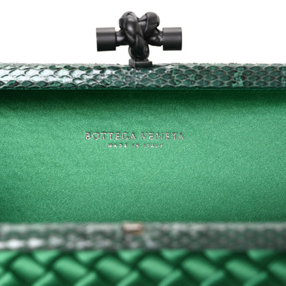 Bottega Veneta Satin Intreccio Impero Ayers Stretch Knot Clutch Emerald 6 of 7