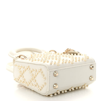 Christian Dior Lambskin Pearl Cannage Micro Lady Dior Latte 4 of 10