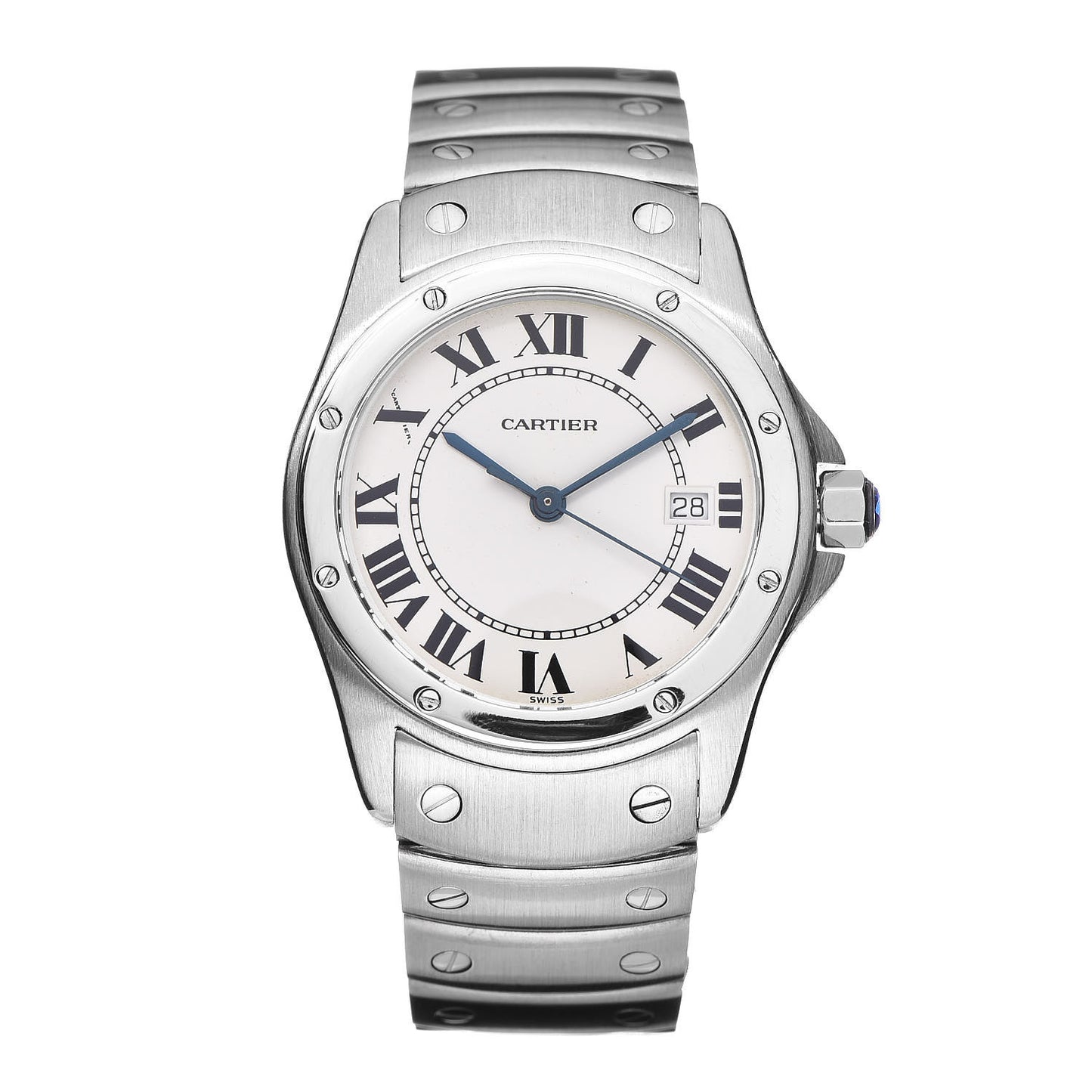 Stainless Steel 33mm Santos Ronde Quartz Watch