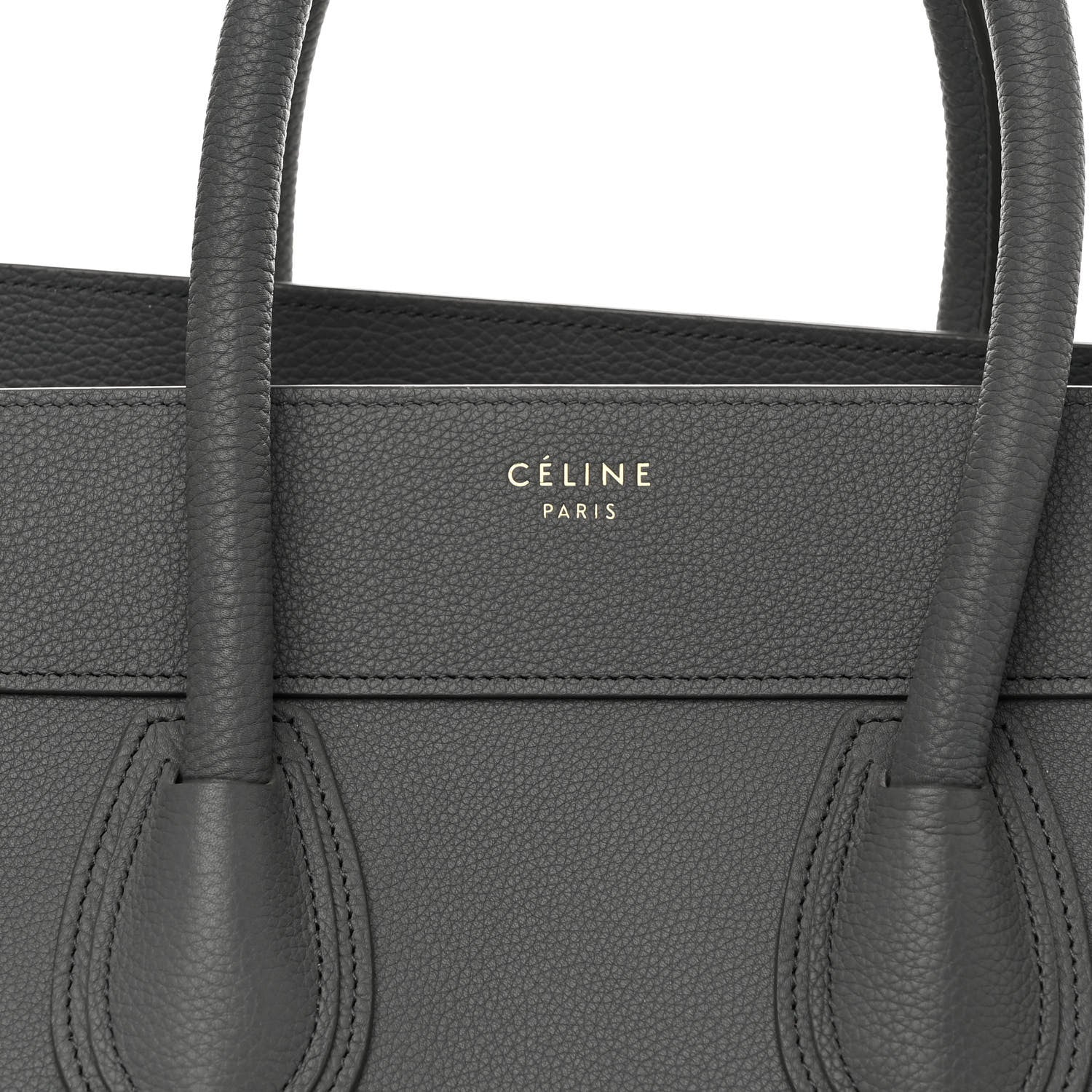 Celine Drummed Calfskin Mini Luggage Kohl 8 of 13