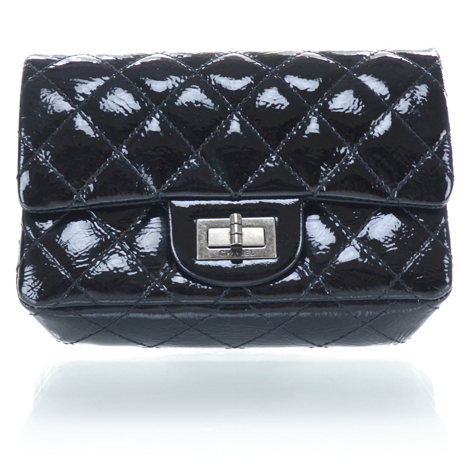 Chanel Patent Quilted Reissue Flap Clutch Bag Black 1 of 11