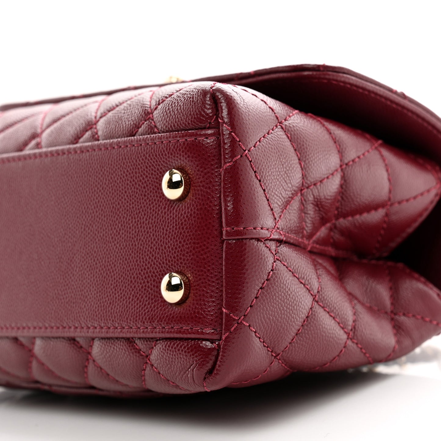 Caviar Lizard Embossed Quilted Mini Coco Handle Flap Burgundy