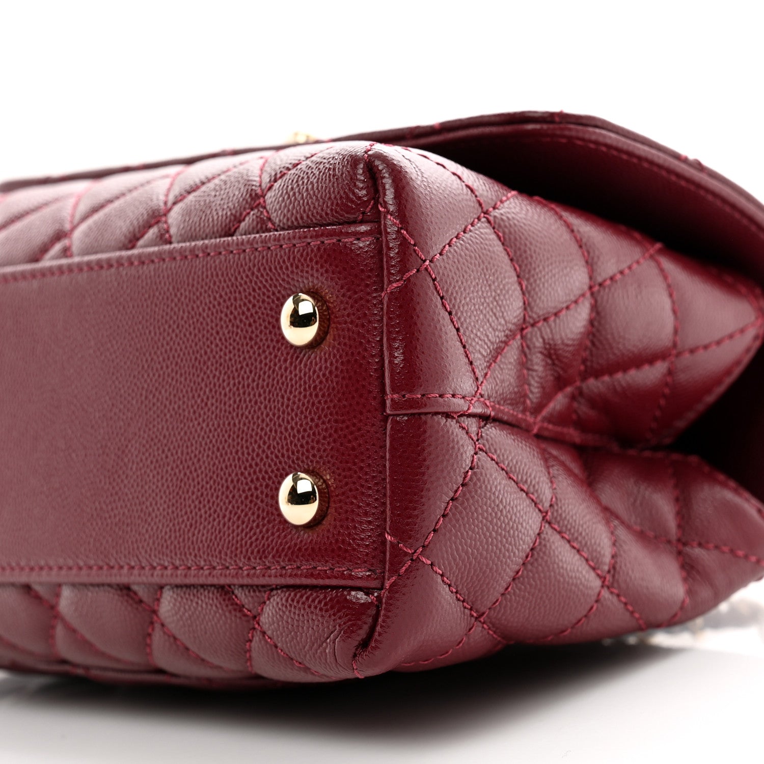 Chanel Caviar Lizard Embossed Quilted Mini Coco Handle Flap Burgundy 9 of 10