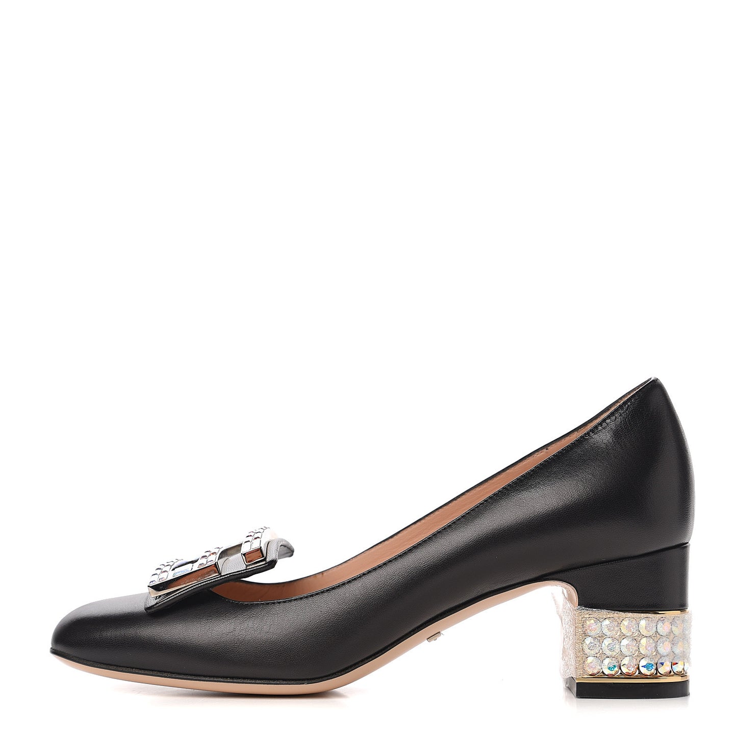 Malaga Kid Crystal Square G Madelyn Mid Heel Loafer Pumps 36 Black