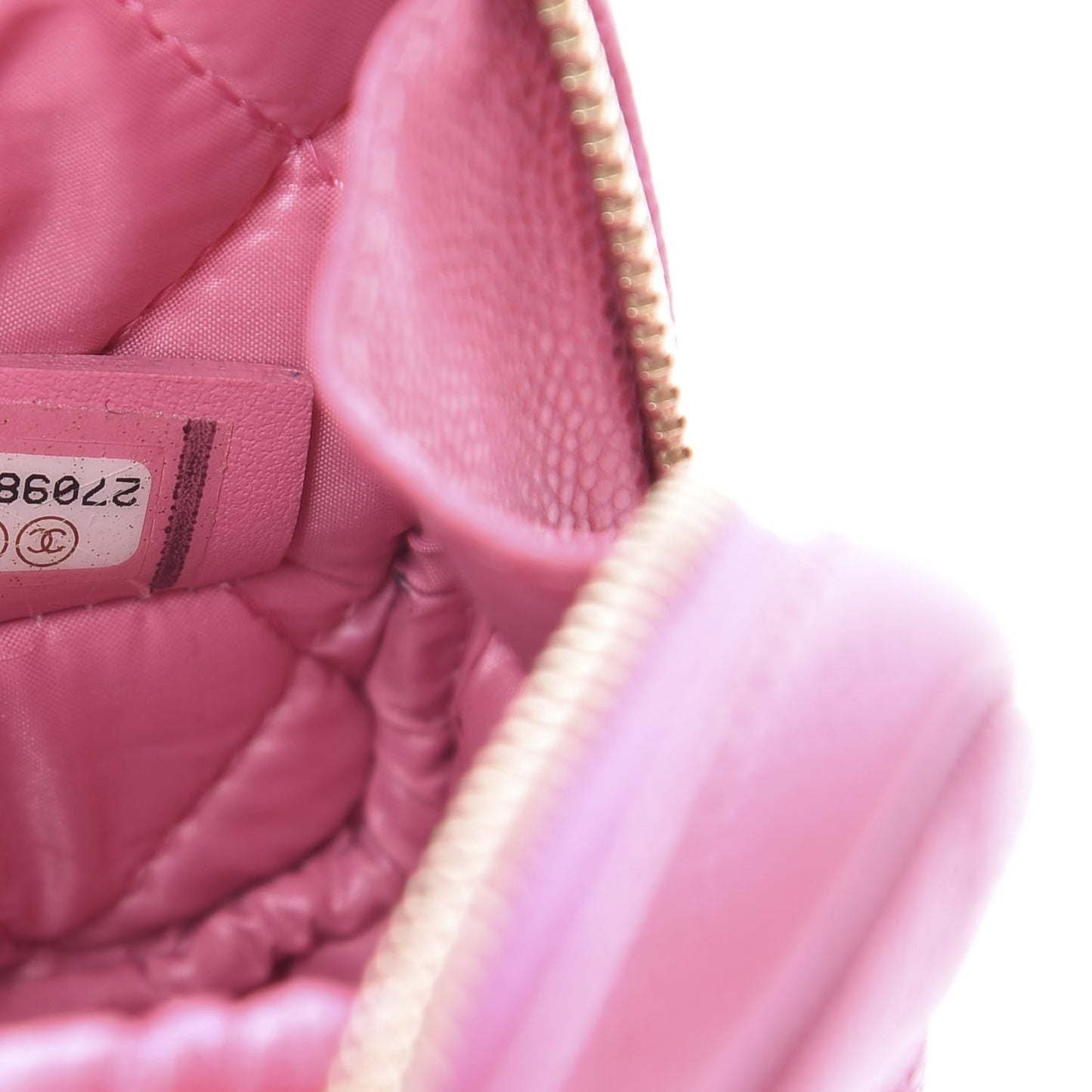 Caviar Quilted Small Curvy Pouch Cosmetic Case Pink