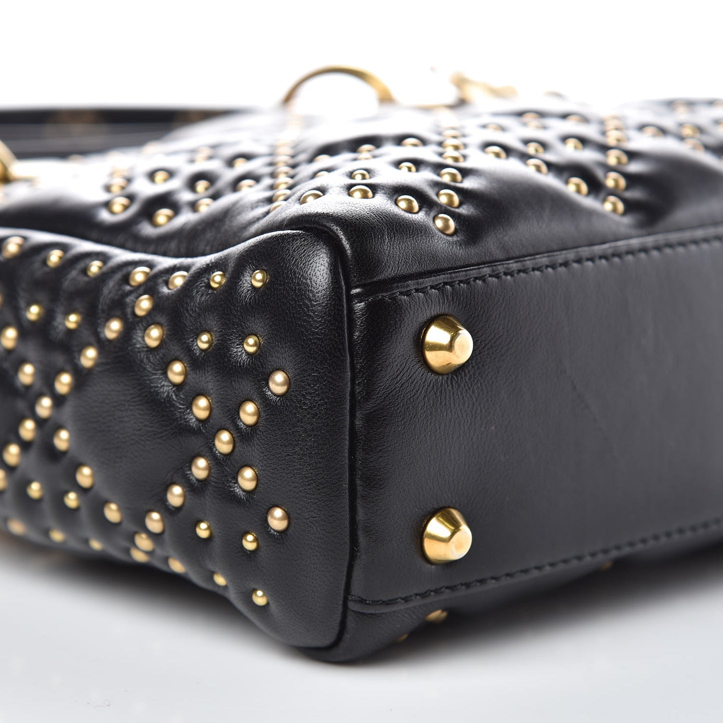 Lambskin Studded Mini Supple Lady Dior Black