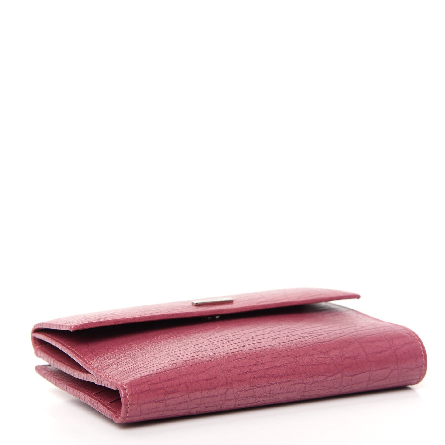 Textured Calfskin French Flap Wallet Pink