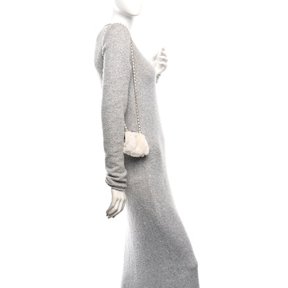 Chanel Shearling Sheepskin Lambskin Quilted Clutch With Chain White 2 of 11