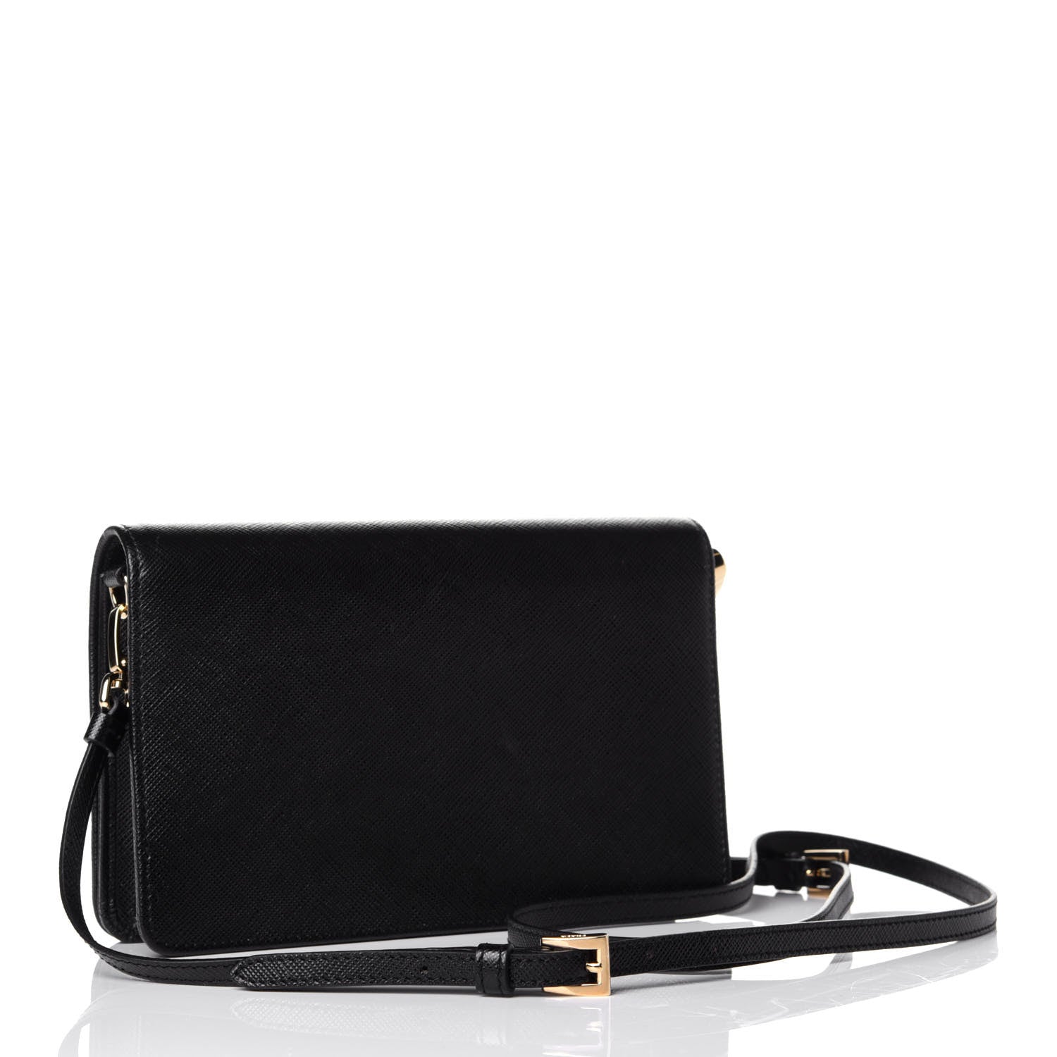 Prada Saffiano Lux Crossbody Bag Black 3 of 9