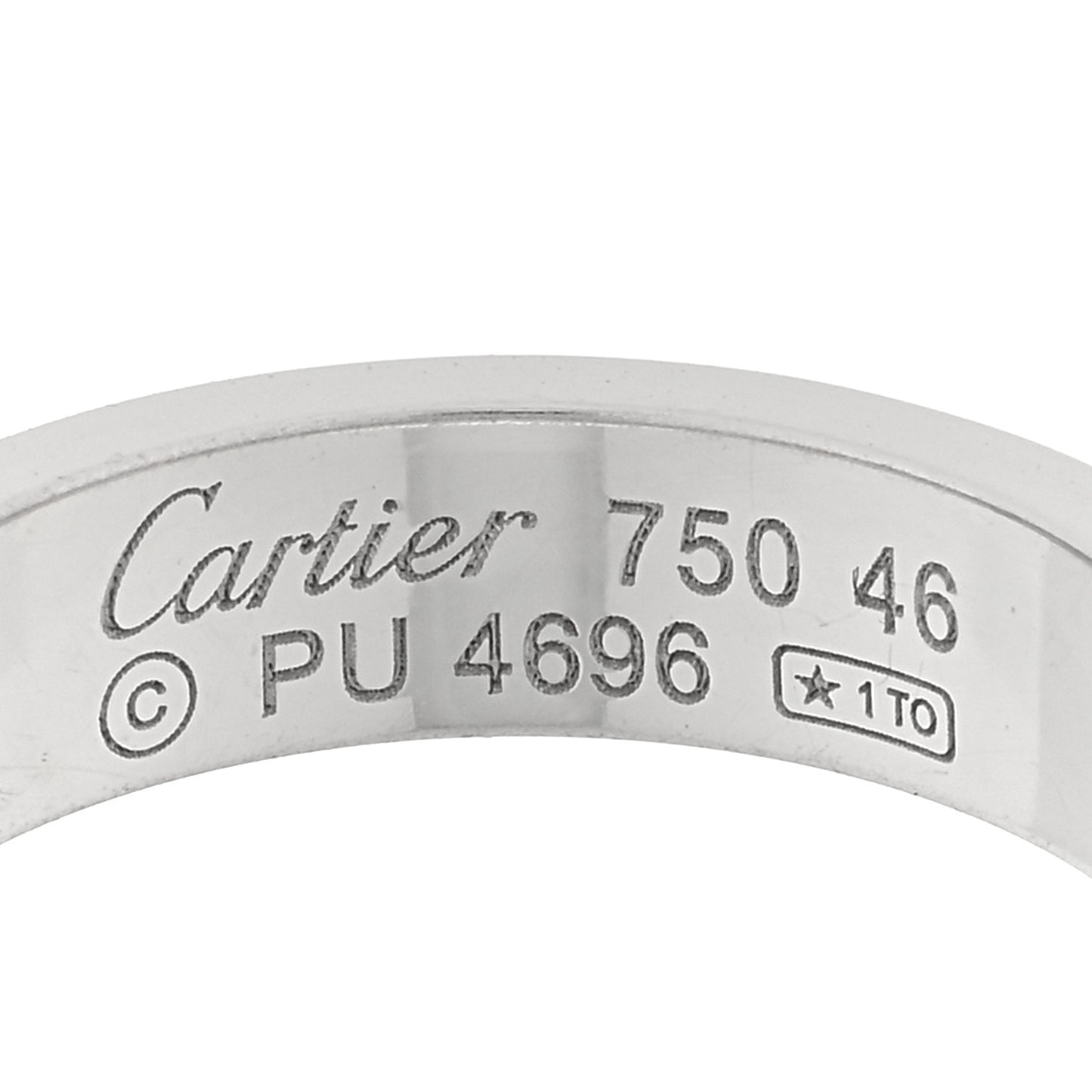 18K White Gold Diamond 4mm LOVE Wedding Band Ring 46 3.75