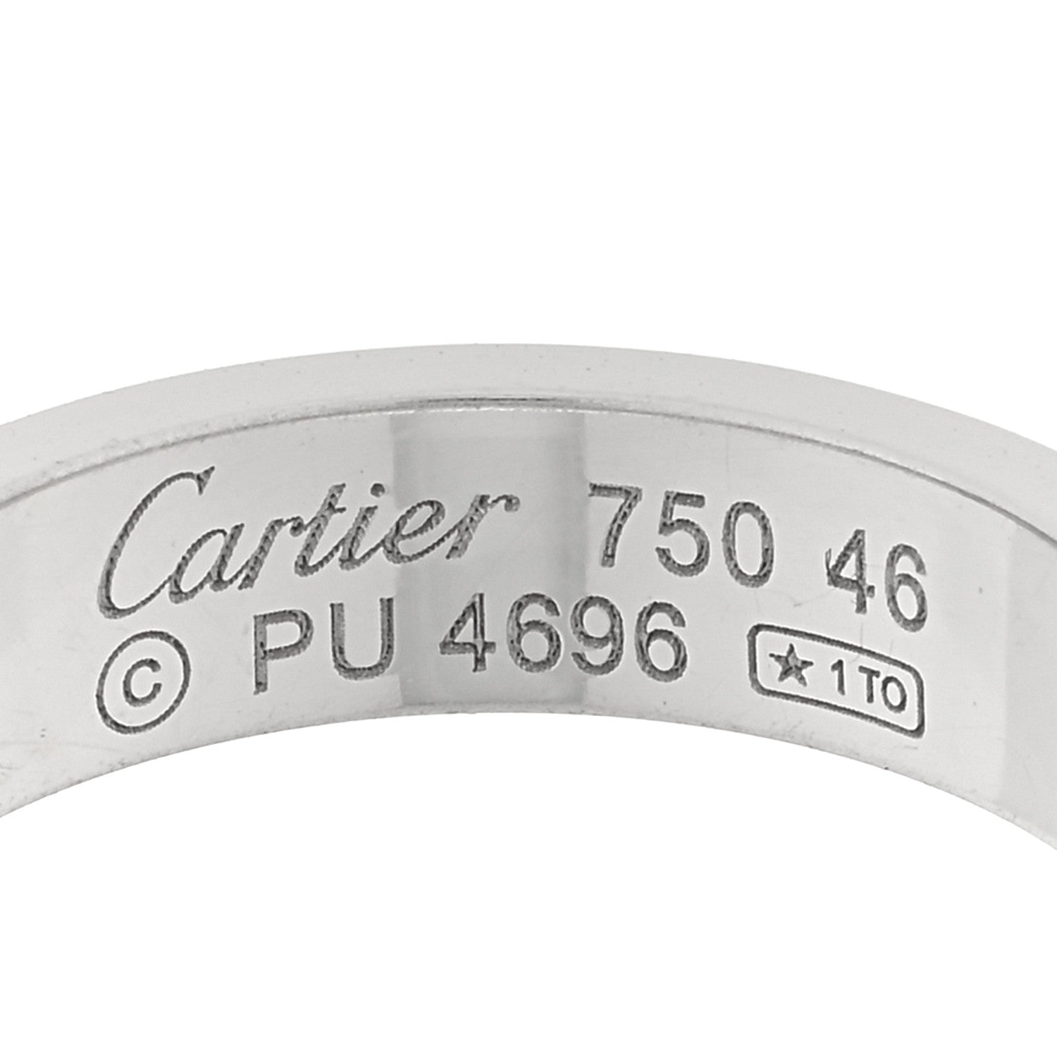 Cartier 18K White Gold Diamond 4mm LOVE Wedding Band Ring 46 3.75 4 of 4