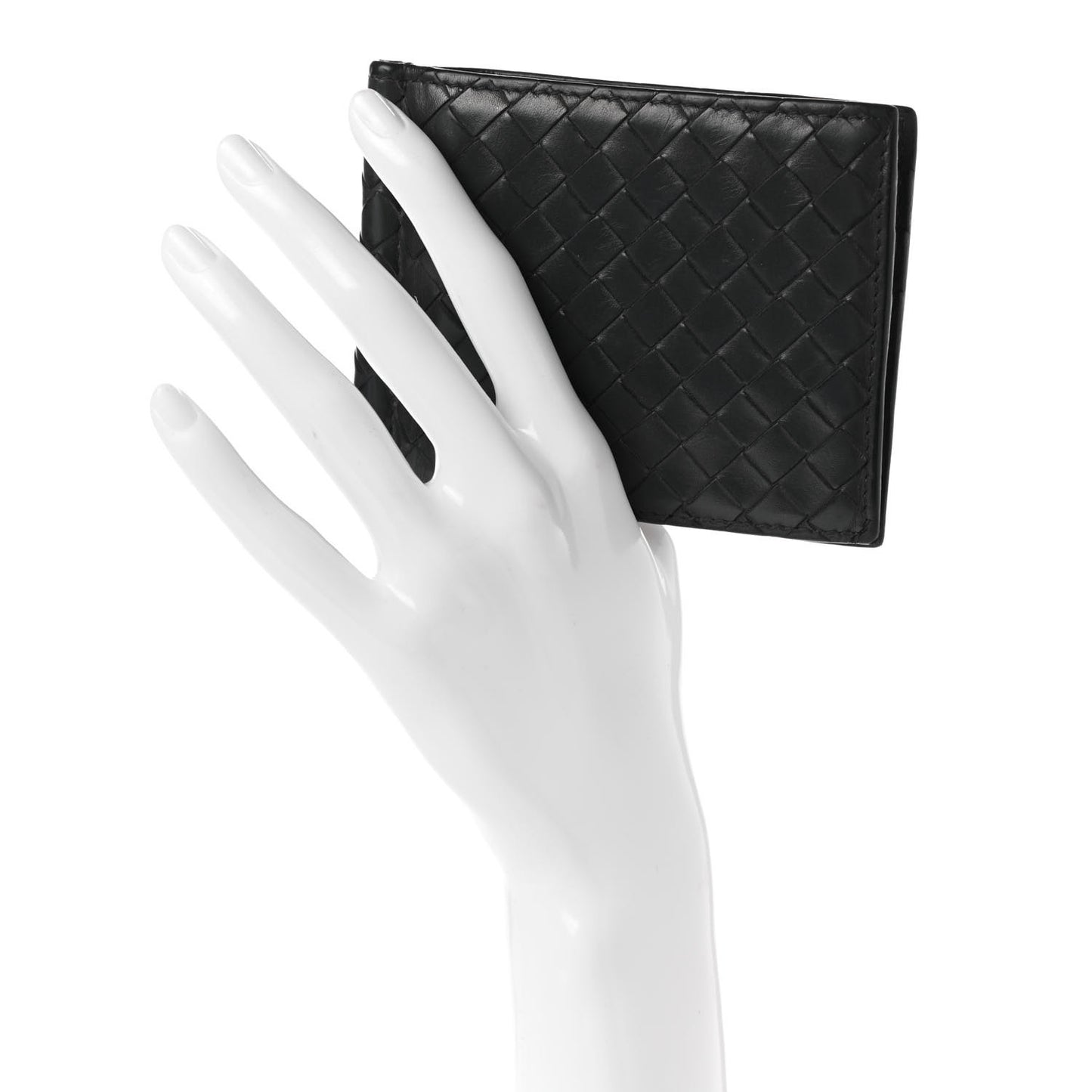 Nappa Intrecciato Bi-Fold Money Clip Wallet Black