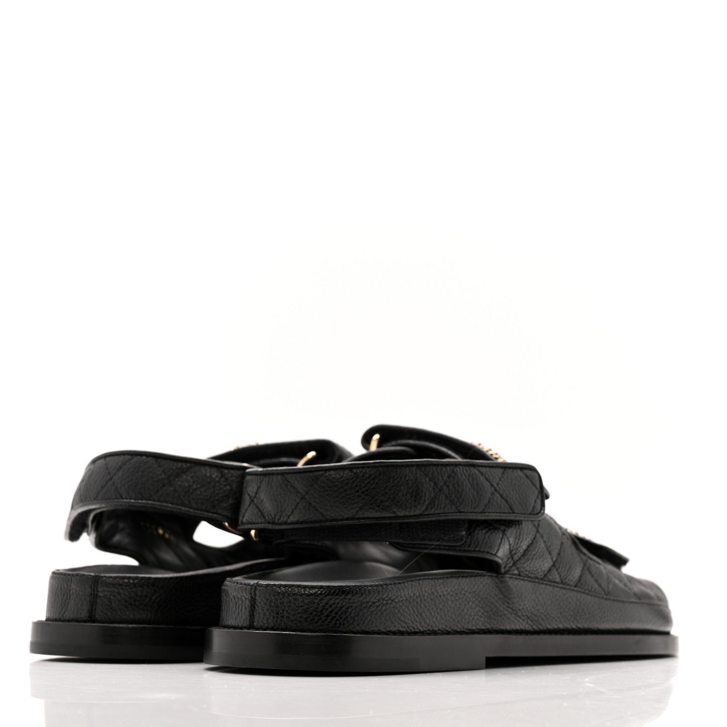 Grained Calfskin Velcro Dad Sandals 39.5 Black