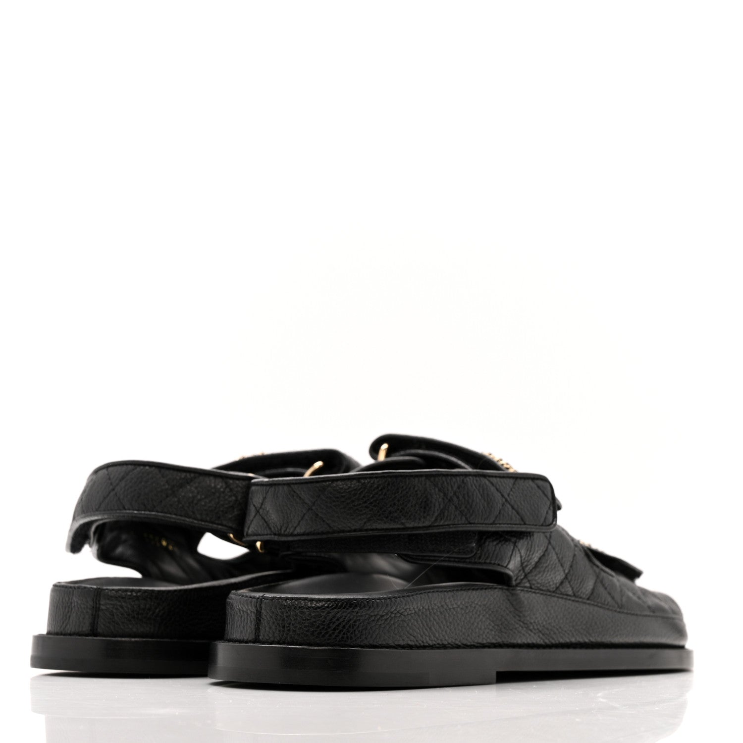 Chanel Grained Calfskin Velcro Dad Sandals 39.5 Black 5 of 10