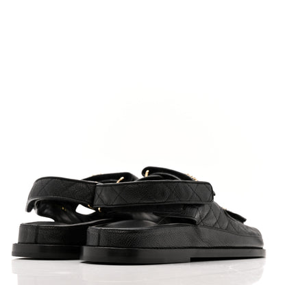 Chanel Grained Calfskin Velcro Dad Sandals 39.5 Black 5 of 10