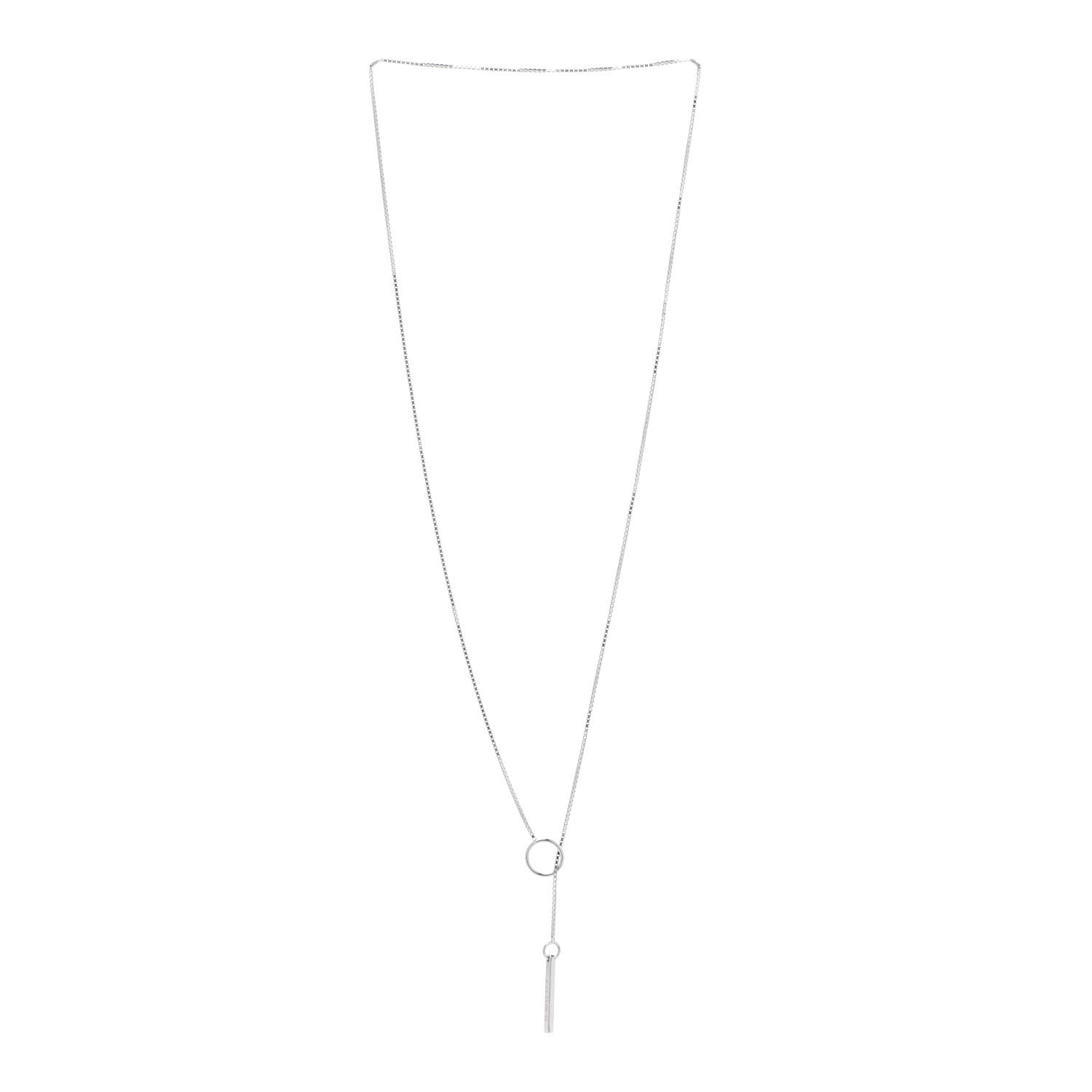 Gucci 18K White Gold 20mm Lariat Necklace 3 of 7
