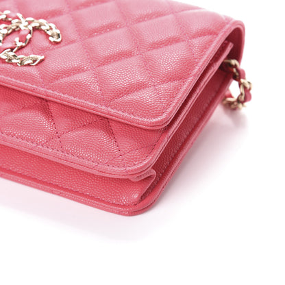 Chanel Caviar Quilted French New Wave Chain CC Wallet On Chain WOC Pink 9 of 9