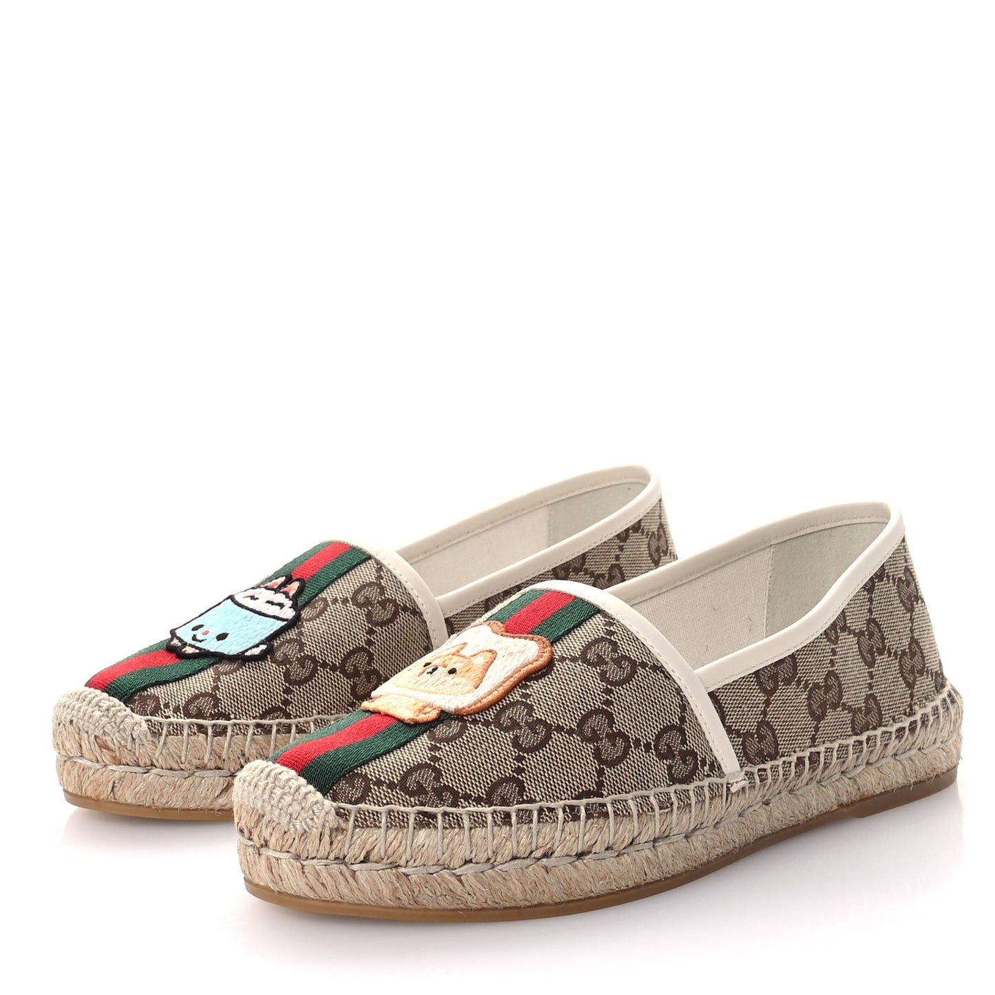 X PIKARAR GG Supreme Monogram Espadrilles 36 Beige Ebony White