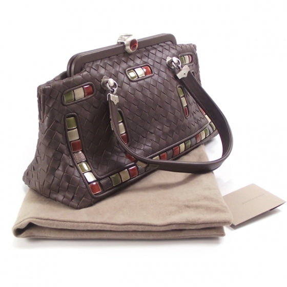Bottega Veneta Leather Woven Enamel Tile Frame Bag 3 of 10