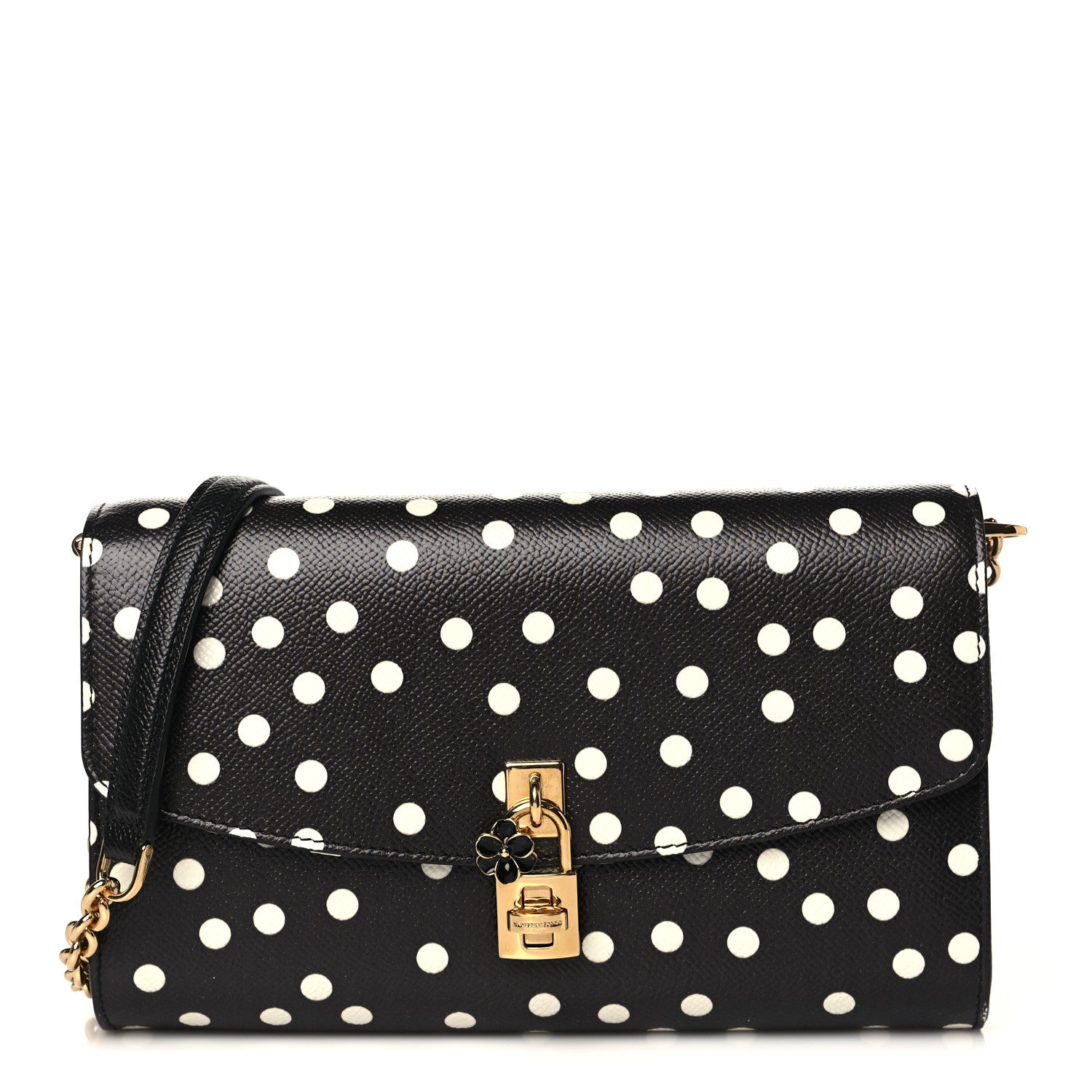 Dolce & Gabbana Dauphine Polka Dot Print Shoulder Bag Black 1 of 8