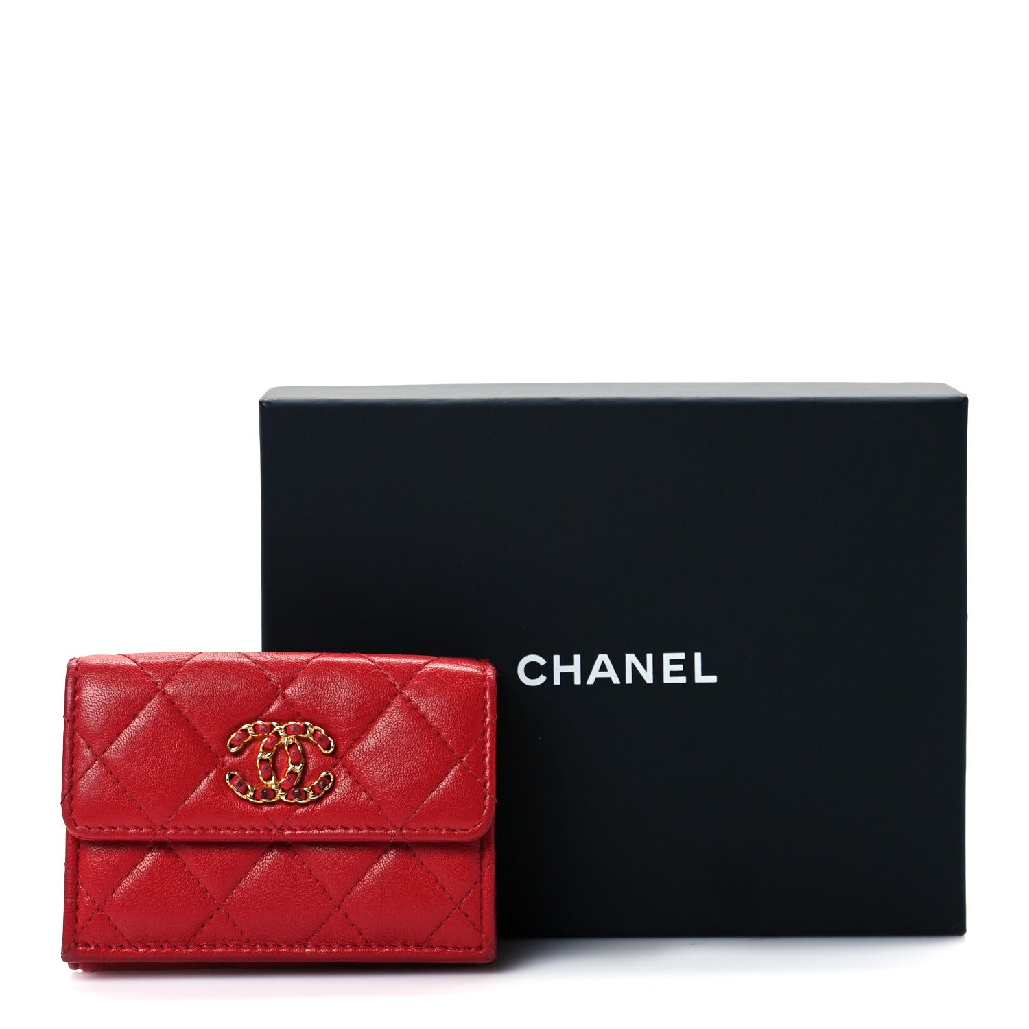 Chanel Lambskin Quilted Small Chanel 19 Flap Wallet Red 9 of 9