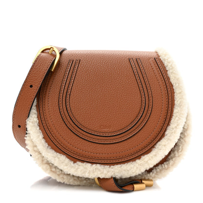 Chloe Calfskin Shearling Small Marcie Saddle Bag Bag Tan 1 of 8