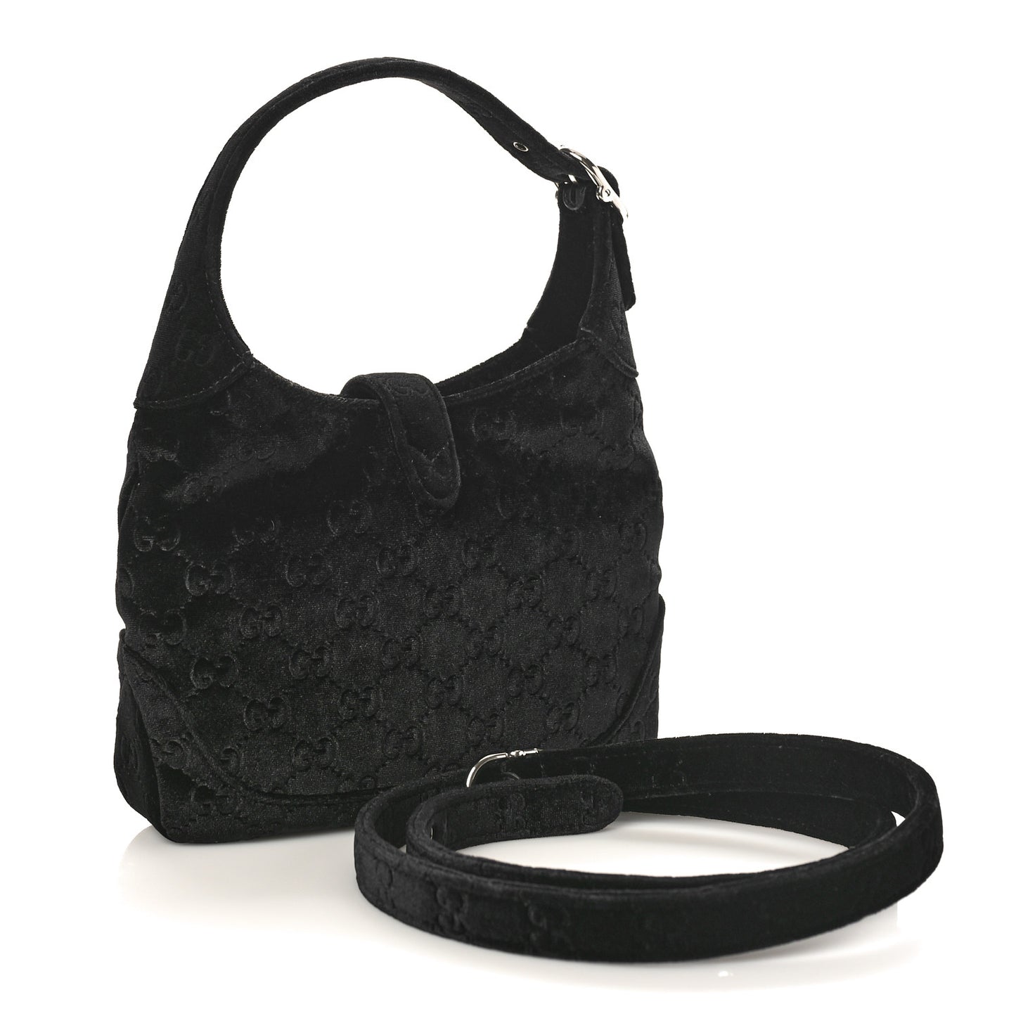 New Velvet Ashmir GG Monogram Small Jackie 1961 Hobo Black