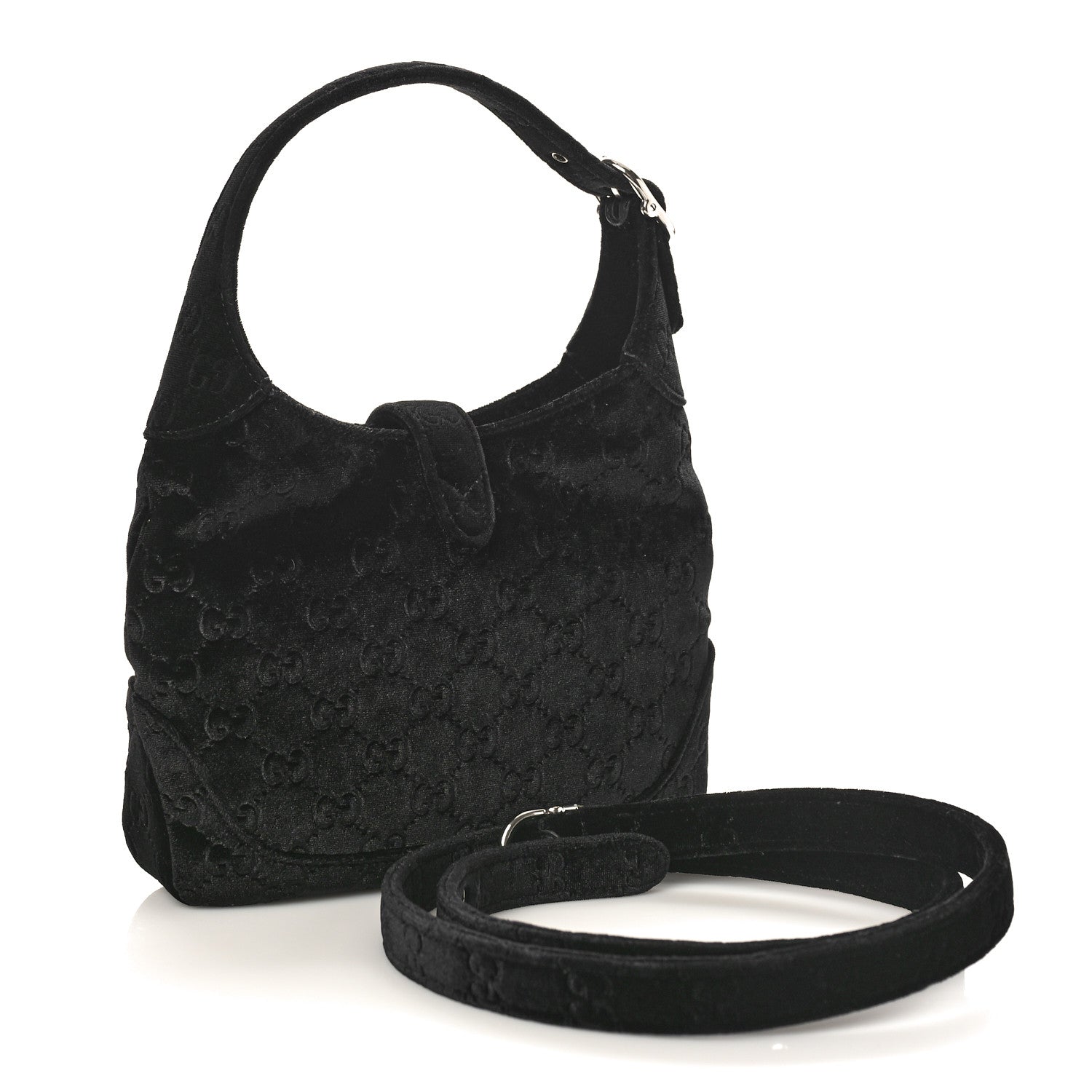 Gucci New Velvet Ashmir GG Monogram Small Jackie 1961 Hobo Black 3 of 8