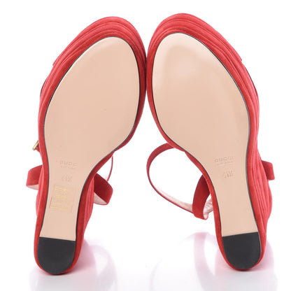 Gucci Suede Sally Platforms 41.5 Hibiscus Red 5 of 7