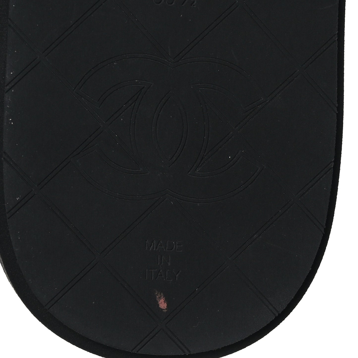 Lambskin Quilted Padded Charms Thong Sandals 39.5 Black