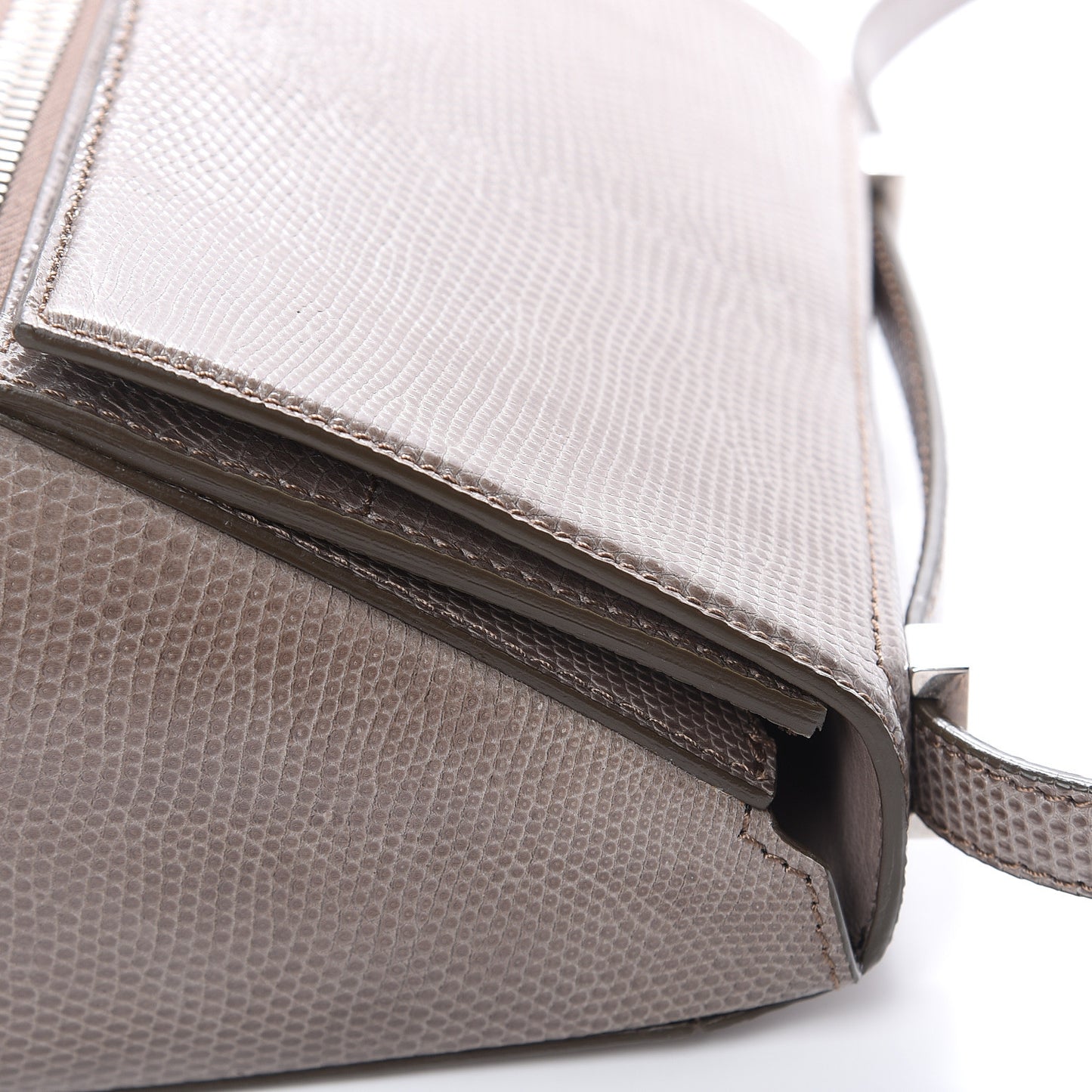Calfskin Lizard Embossed Mini Pandora Box Crossbody Bag Mastic