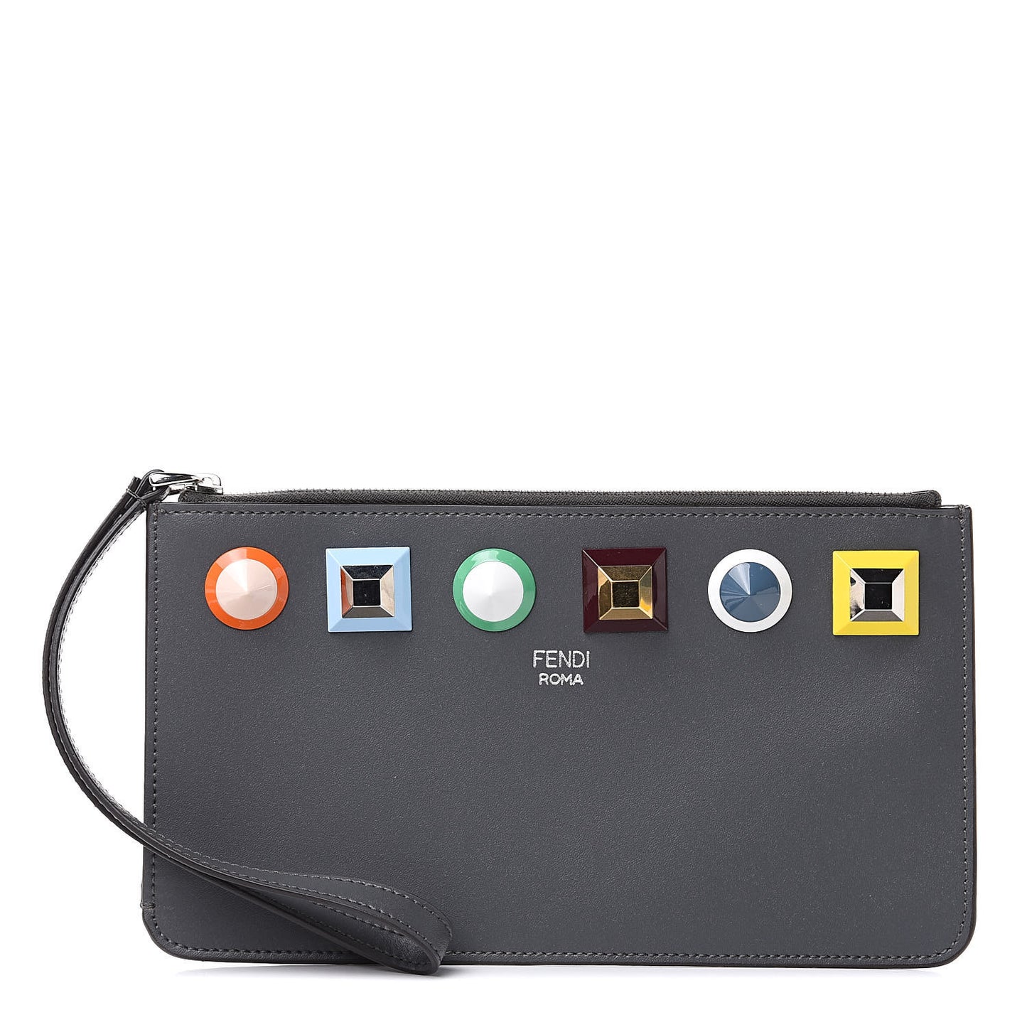Vitello Liberty Studded Zip Pouch Asfalto Multicolor