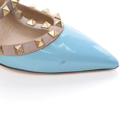 Valentino Garavani Patent Rockstud Ankle Strap Pumps 40 Blue Poudre 10 of 16