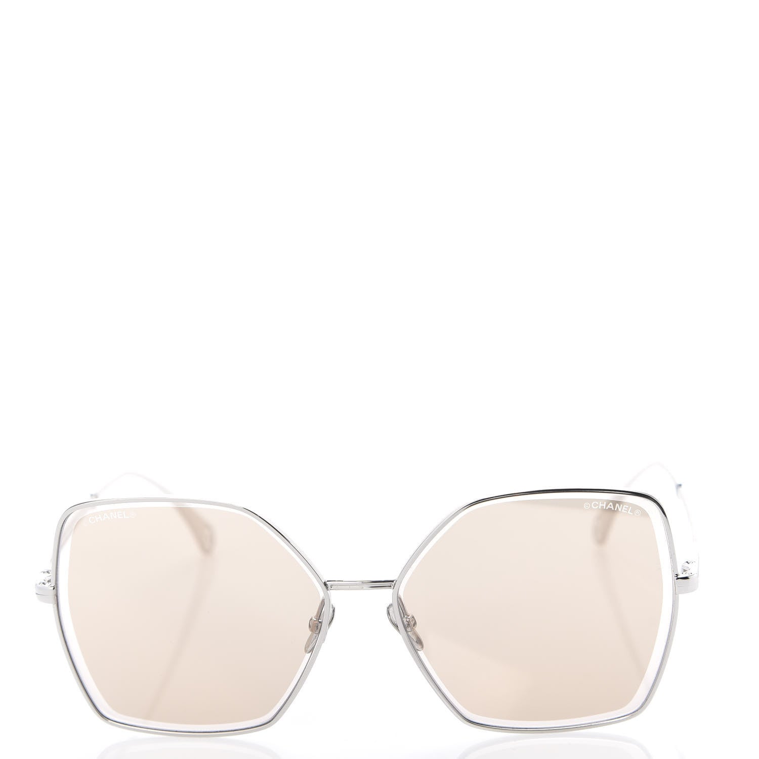 Chanel Metal Butterfly Removable Pearl Chain Sunglasses 4262 Silver Brown 4 of 10