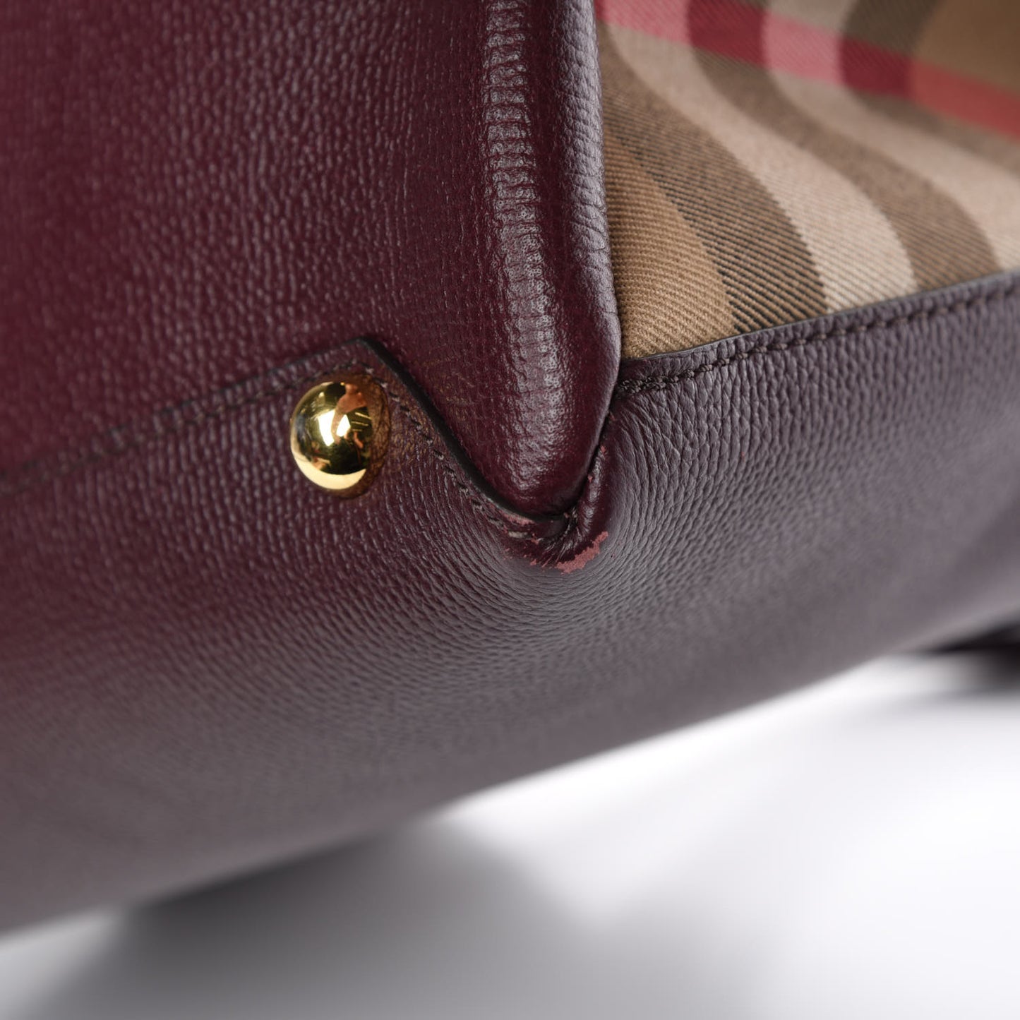 Grainy Calfskin House Check Medium Banner Tote Elderberry
