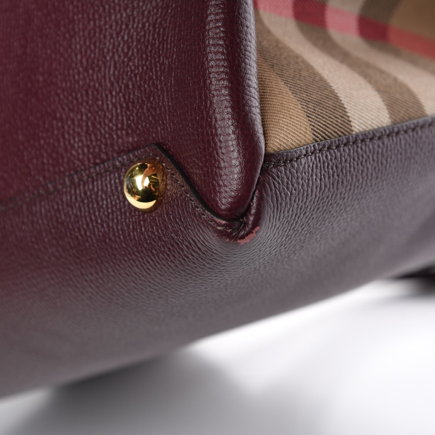 Burberry Grainy Calfskin House Check Medium Banner Tote Elderberry 14 of 29