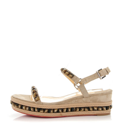 Christian Louboutin Suede Cataclou 60 Platform Sandals 40 Sable 1 of 8