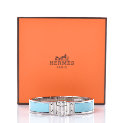 Hermes Enamel Charniere Uni Narrow Hinged Bracelet S Bleu Turquoise 5 of 5