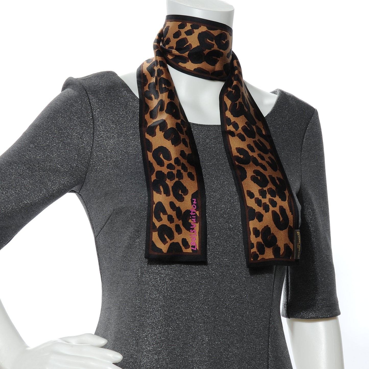 Silk Leopard Bandeau Scarf Marron