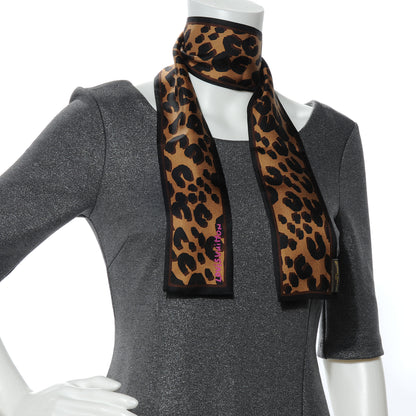 Louis Vuitton Silk Leopard Bandeau Scarf Marron 5 of 6