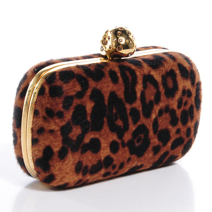 Alexander McQueen Leopard Print Calf Hair Box Clutch 3 of 10