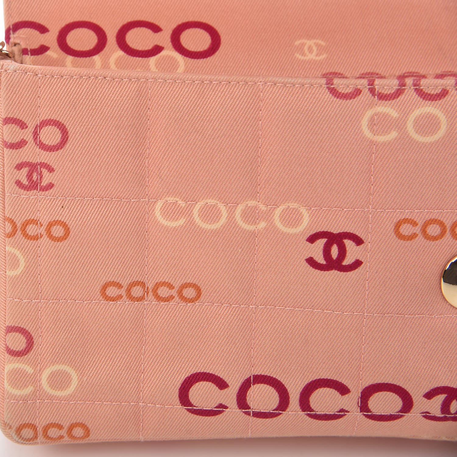 Chanel Canvas Chocolate Bar Quilted Coco East West Flap Pink 10 of 20