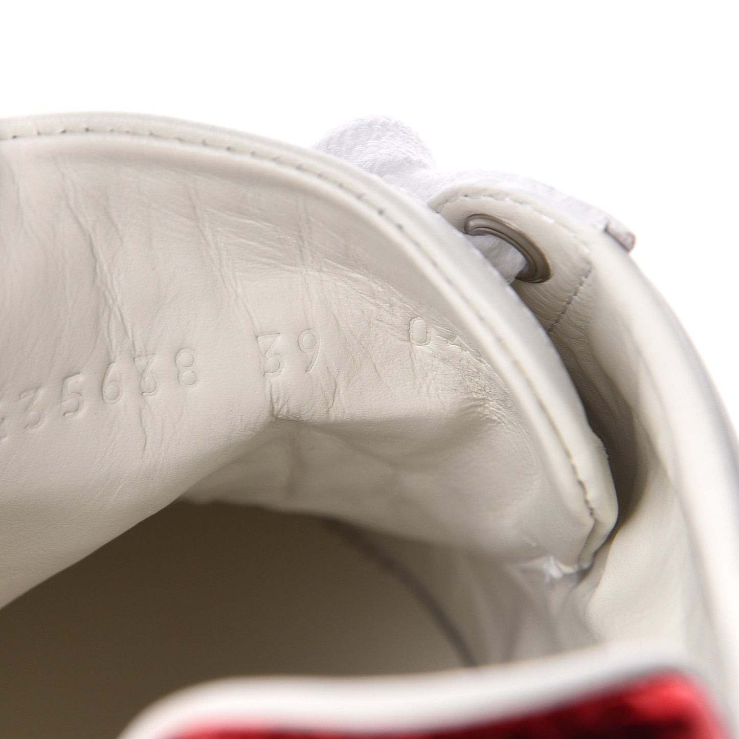 Calfskin Web Heart Embroidered Womens Ace Sneakers 38 White