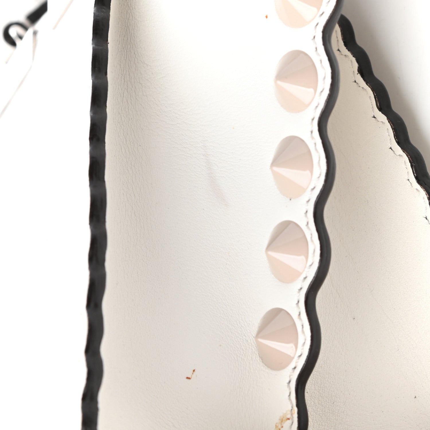 Fendi Vitello Dolce Scalloped Studded Mini 3Jours Tote White Ice Nuvola 10 of 11