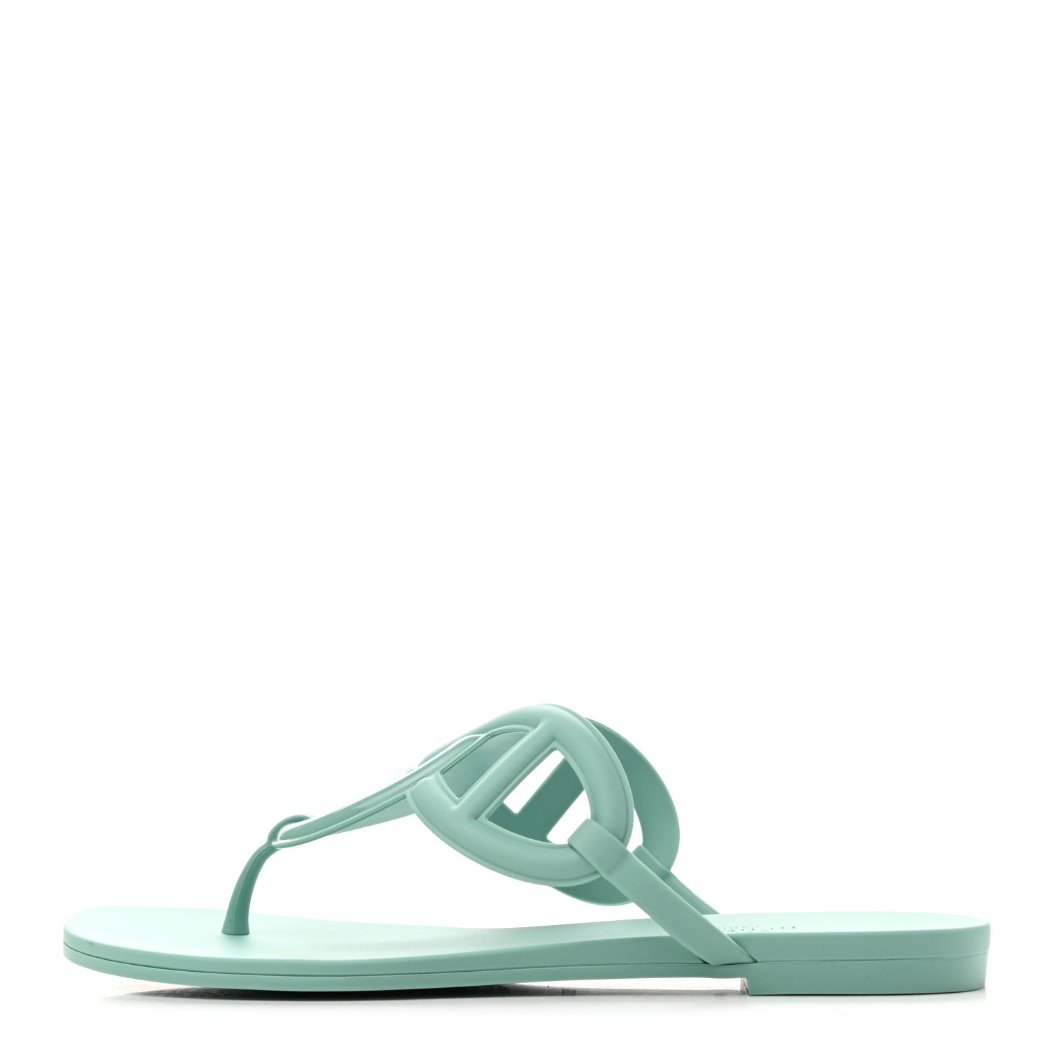 Hermes Rubber Womens Egerie Sandals 37 Vert Embrun 1 of 9