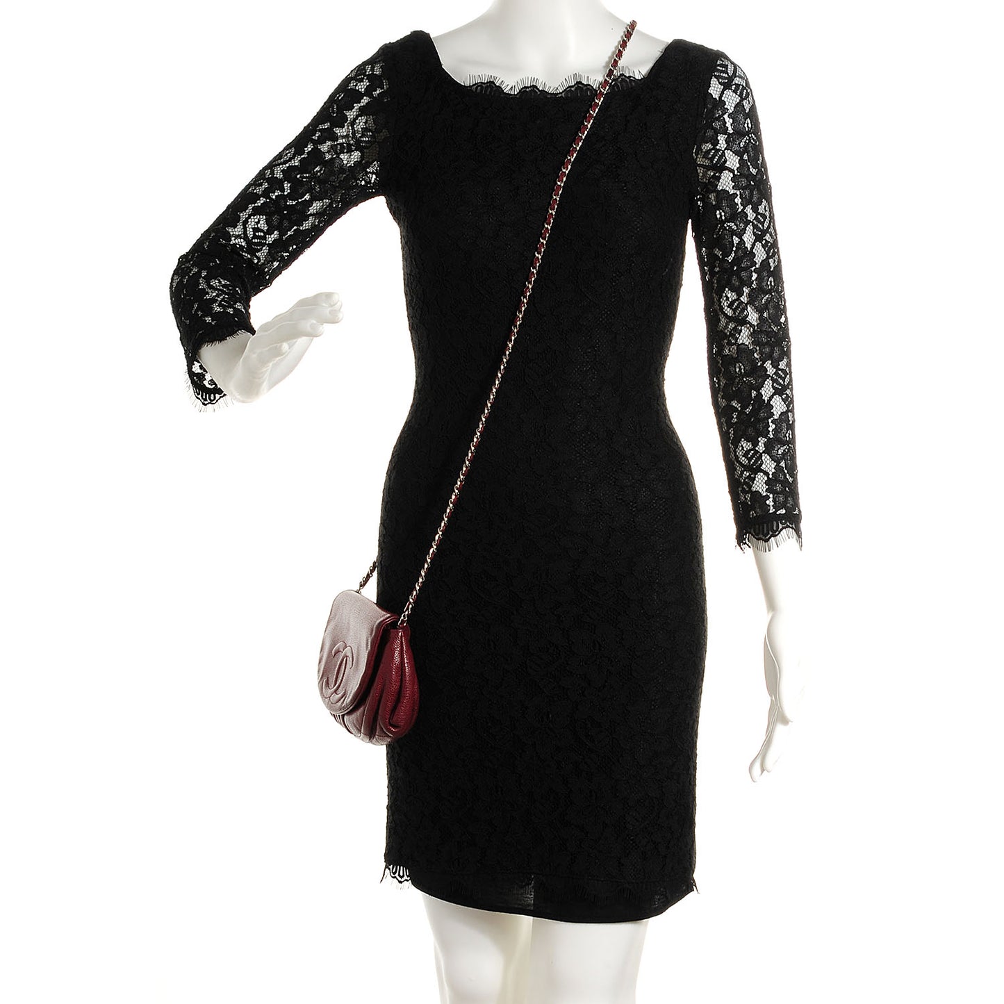 Caviar Half Moon Wallet On Chain WOC Dark Red