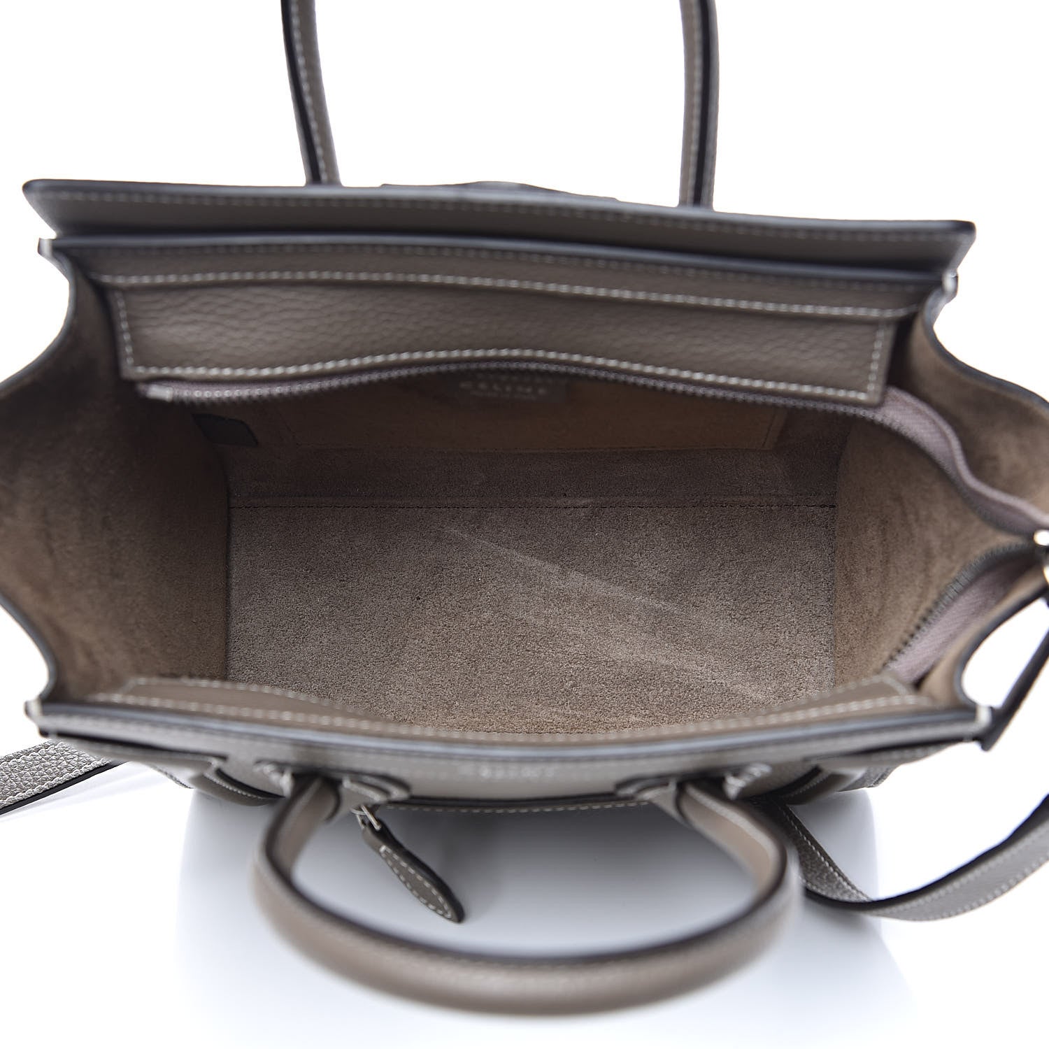 Celine Drummed Calfskin Nano Luggage Souris 5 of 12
