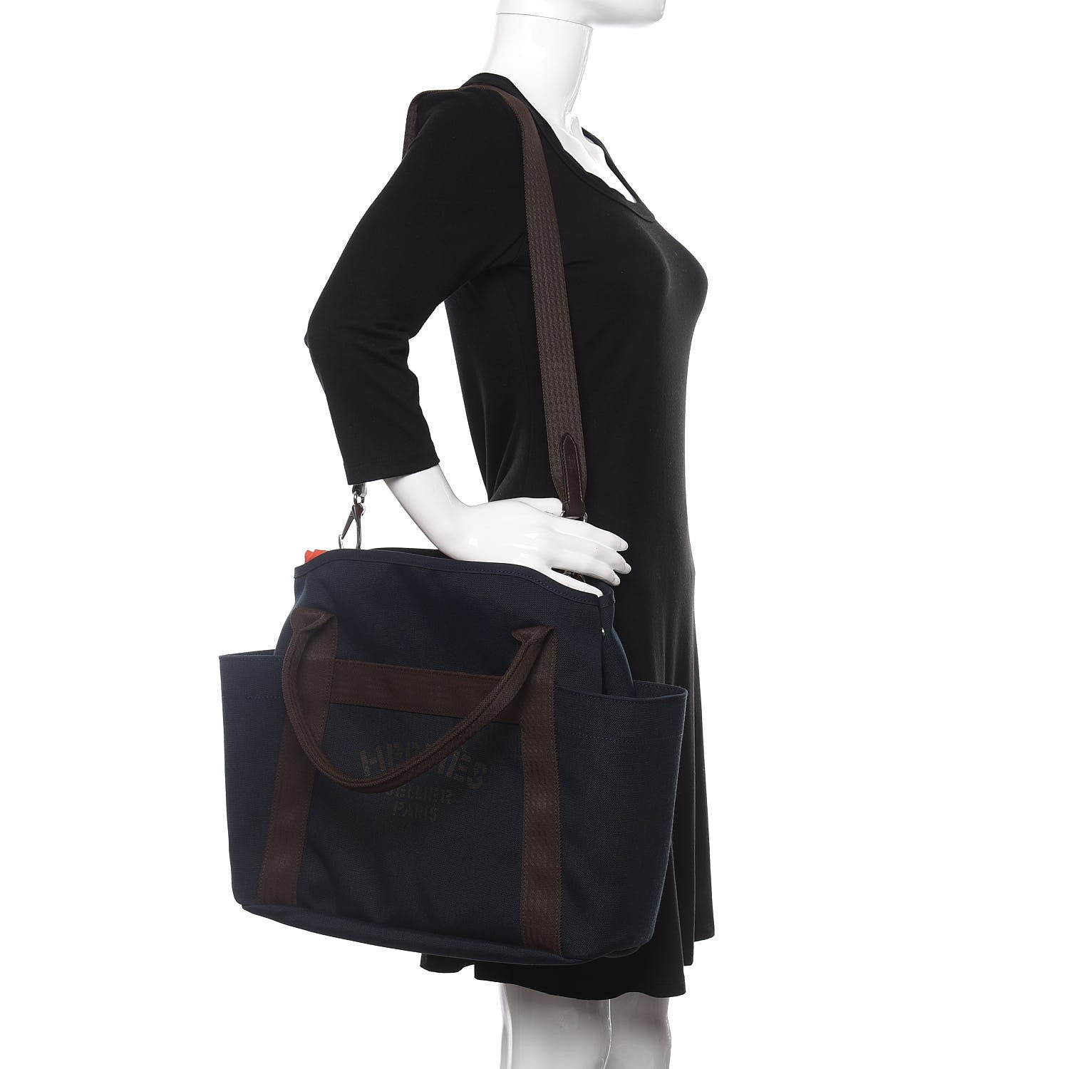 Hermes Toile Sac De Pansage Groom Bleu Navy Feu 2 of 11