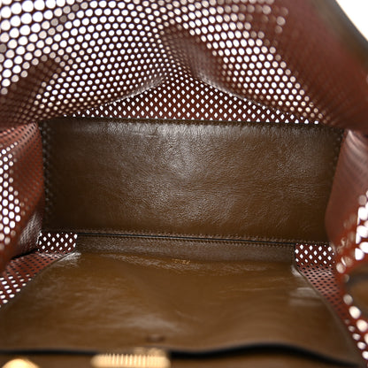 Fendi Vitello Liberty Glossy Lambskin Perforated Medium Peekaboo X-Lite White Ice Rust Maya 5 of 13