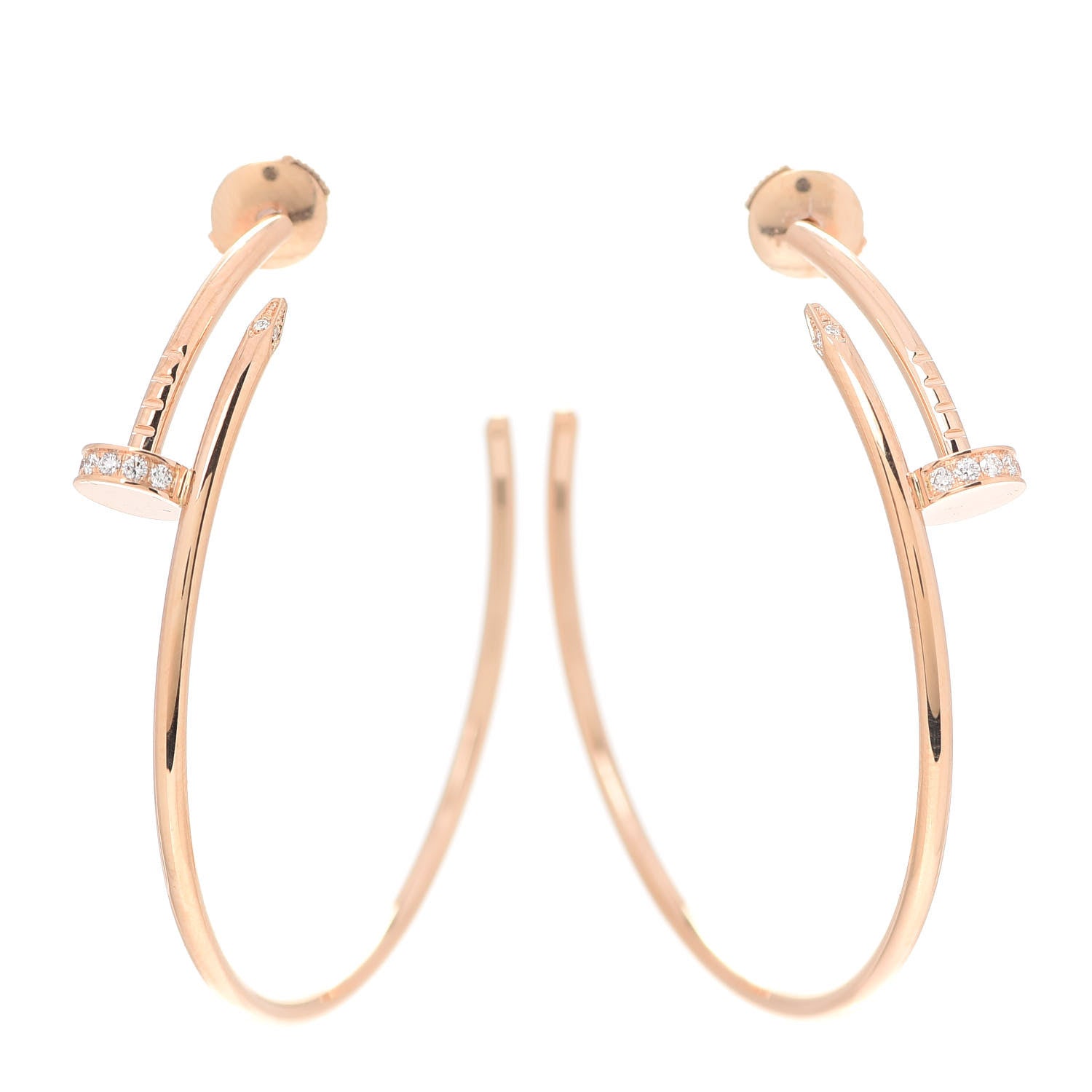 Cartier 18K Pink Gold Diamond Juste Un Clou Hoop Earrings 1 of 4